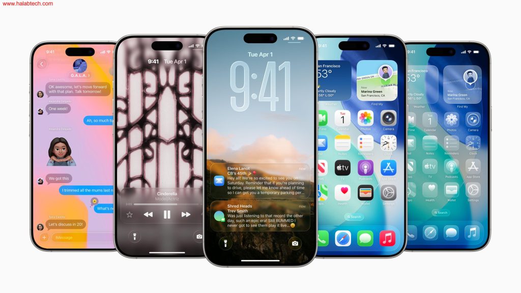 واجهة مستخدم iOS 26 بتقنية Liquid Glass وتحديثات رئيسية في النظام