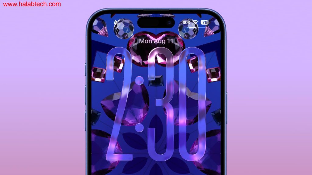 لقطة شاشة تُبرز ساعة القفل بتصميم الزجاج السائل في iOS 26 بيتا 6