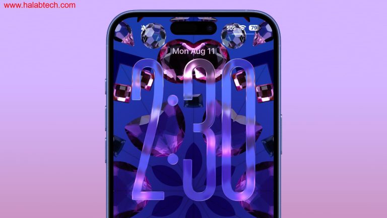 لقطة شاشة تُبرز ساعة القفل بتصميم الزجاج السائل في iOS 26 بيتا 6