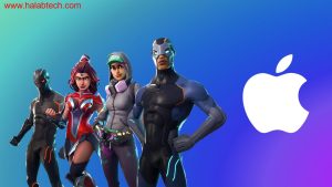 شعار فورت نايت مع جهاز iPhone يرمز إلى عودتها إلى iOS في أستراليا