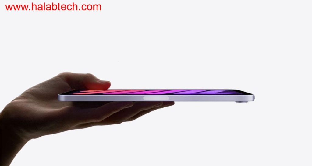 تخطيط رسومي يشير إلى iPad mini 8 بشاشة OLED وشريحة A19 Pro