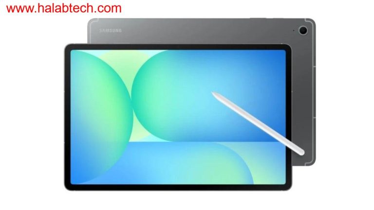 عرض فني لجهاز Galaxy Tab S10 Lite يظهر التصميم المعدني وشاشة مقاس 10.9 بوصة مع القلم S Pen