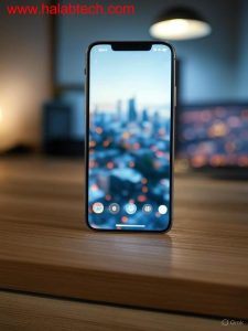 صورة تُظهر واجهة iOS 26 وتغيّر تمويه الخلفية أثناء وضع العرض الدائم