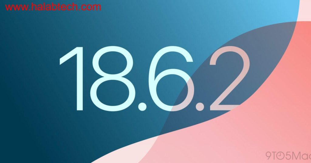 شاشة iPhone مع إشعار تحديث iOS 18.6.2
