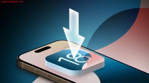 شعار Apple مع رمز تحديث iOS 18 وبنية البناء 22G100