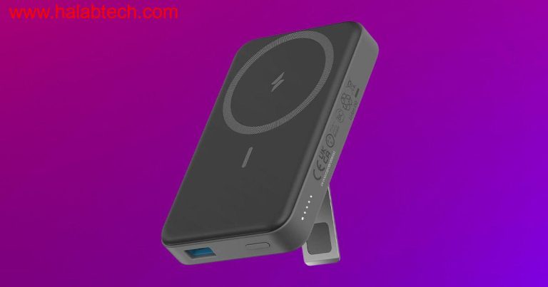 صورة لباوربانك أنكر 633 اللاسلكي مثبتاً على هاتف iPhone باستخدام MagSafe مع خيار الشحن السلكي 20W