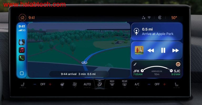 واجهة CarPlay تعرض الأنشطة الحية مع معلومات حديثة أثناء القيادة