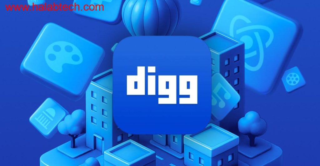 لقطة شاشة لتطبيق Digg الجديد على الهاتف تُظهر قائمة الفئات الرئيسية وتفاعل المستخدم