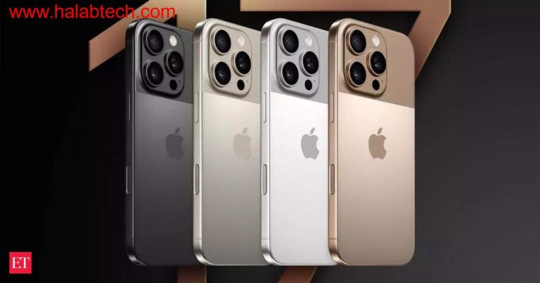 صورة تخطيطية تُظهر خط هاتف iPhone 17 المتوقع من آبل خلال مؤتمر الإطلاق