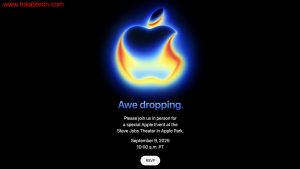 شعار أبل مع تدرجات ألوان حارّة كإشارة إلى حدث Awe Dropping المرتقب