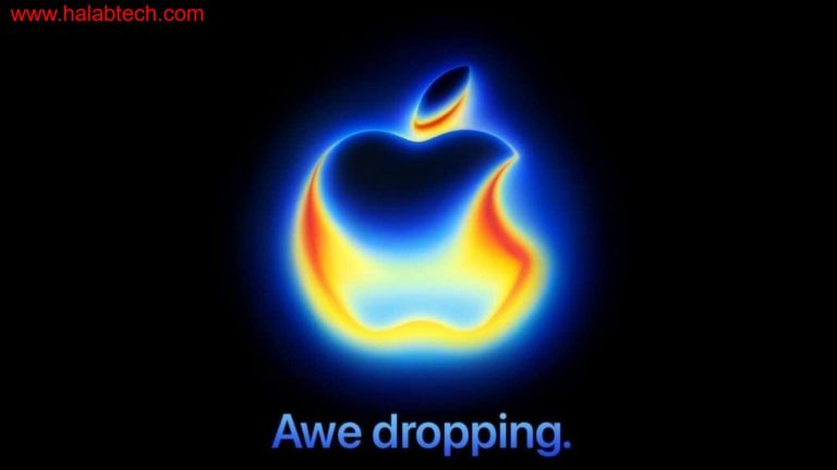 شعار حدث iPhone 17 مع اللونين البرتقالي والأزرق وتفاعل الشعار على صفحة آبل يشير إلى Awe dropping