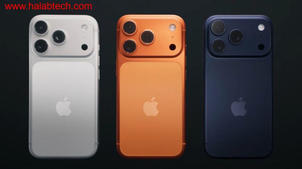 هاتف iPhone 17 Pro Max بالألوان الجديدة Deep Blue وCosmic Orange وSilver مع تصميم ثنائي النغمة