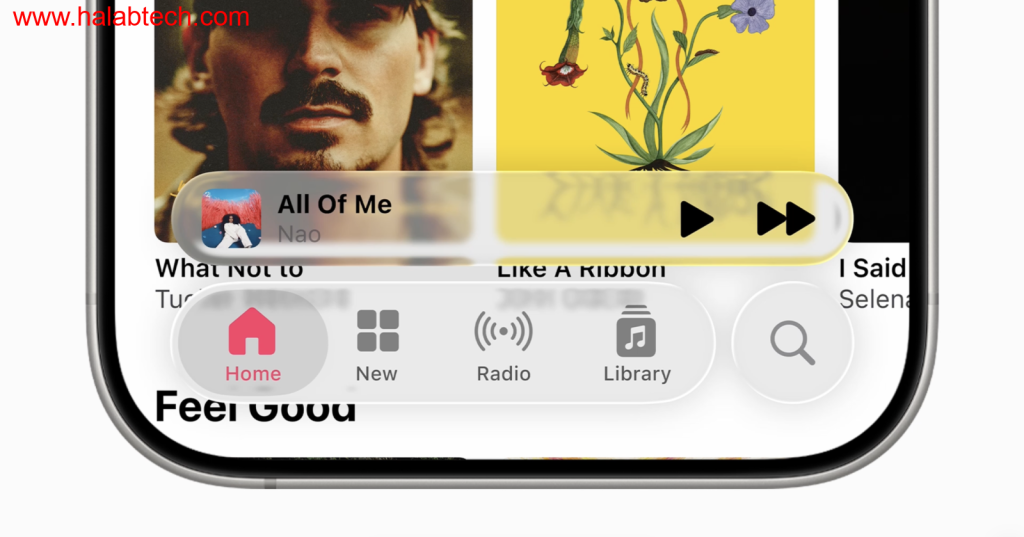 صورة توضح كيفية تقليل تأثير واجهة Liquid Glass في إعدادات iOS 26.